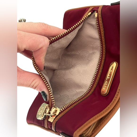 Michael Kors Kampton Maroon Nylon Wristlet - Picture 15 of 17